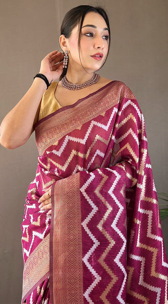 Breathtaking Purple Cotton Silk Saree With Majesty Blouse Piece