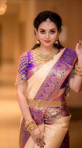 Soft Handloom Lichi Silk Saree with Royal Zari Pattern