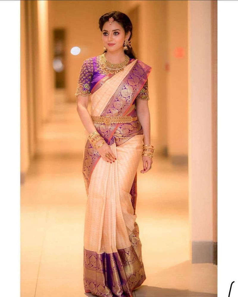 Soft Handloom Lichi Silk Saree with Royal Zari Pattern