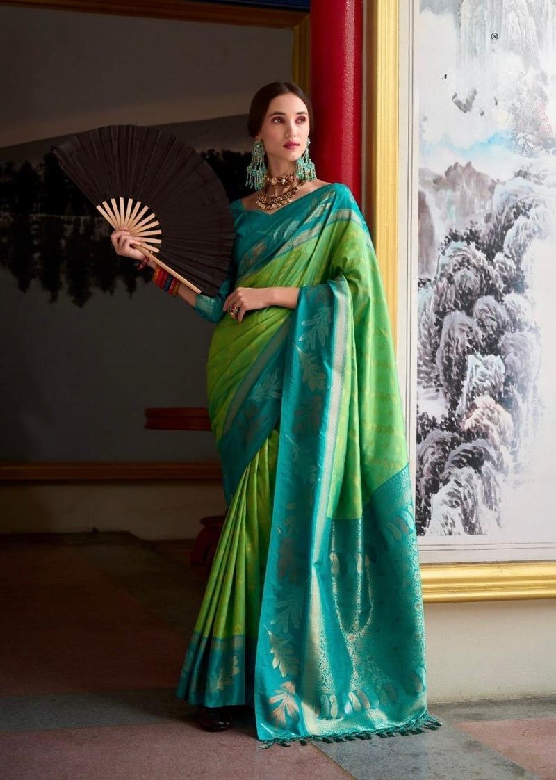 Desiring Pista-Rama Soft Silk Saree With Blissful Blouse Piece