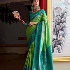 Desiring Pista-Rama Soft Silk Saree With Blissful Blouse Piece