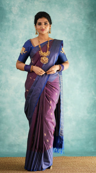 Fancifull Purple Soft Silk Saree With Hypnotic Blouse Piece