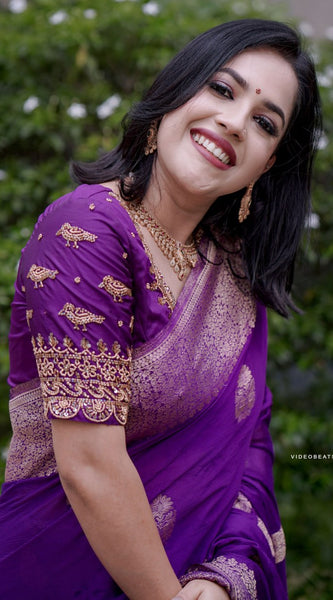 Amazing Purple Soft Silk Saree With Surpassing Blouse Piece