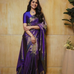 Comely Purple Soft Silk Saree With Evocative Blouse Piece