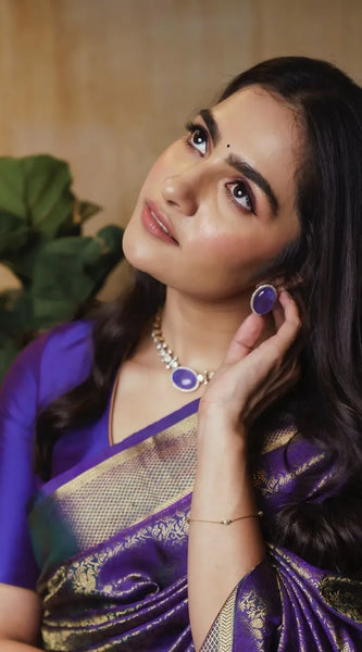 Comely Purple Soft Silk Saree With Evocative Blouse Piece