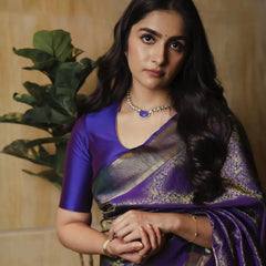Comely Purple Soft Silk Saree With Evocative Blouse Piece