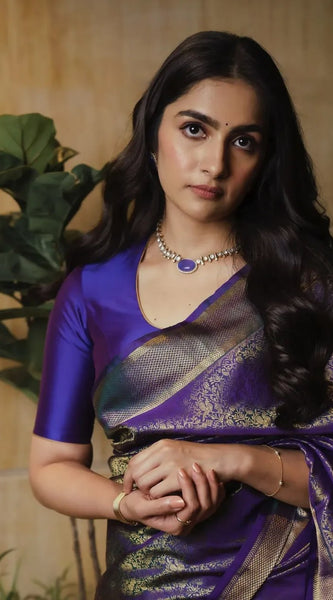 Comely Purple Soft Silk Saree With Evocative Blouse Piece