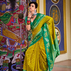 Desiring Pista-Rama Soft Silk Saree With Blissful Blouse Piece