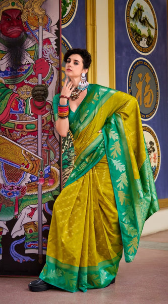 Desiring Pista-Rama Soft Silk Saree With Blissful Blouse Piece