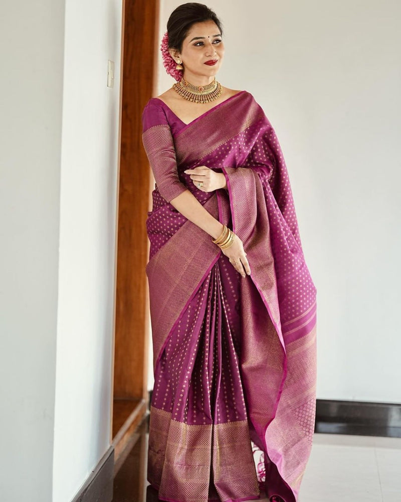 Improbable Purple Soft Silk Saree With Ravishing Blouse Piece