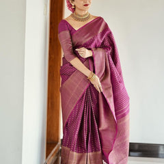 Improbable Purple Soft Silk Saree With Ravishing Blouse Piece