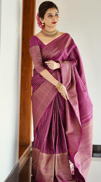 Improbable Purple Soft Silk Saree With Ravishing Blouse Piece