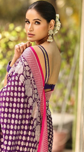 Scrumptious Purple Soft Silk Saree With Supernal Blouse Piece