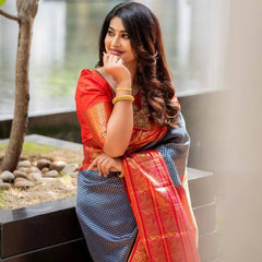 Fairytale Blue Soft Silk Saree With Nemesis Blouse Piece