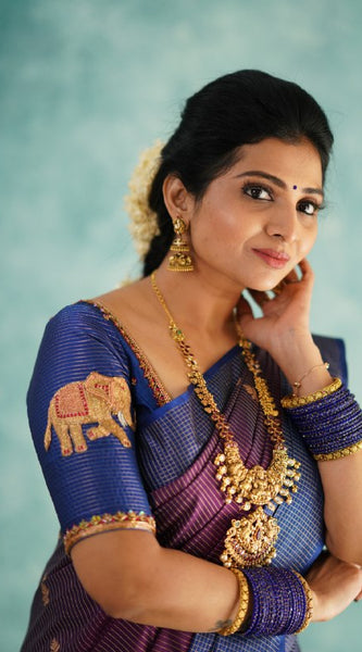 Fancifull Purple Soft Silk Saree With Hypnotic Blouse Piece