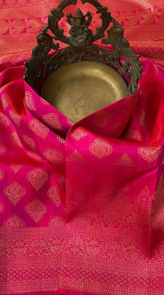 Marvellous Dark Pink Soft Silk Saree With Intricate Blouse Piece