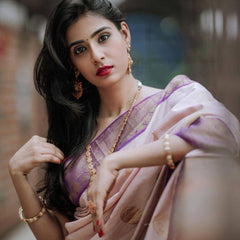 Amazing Off White Kanjivaram Soft Silk Saree With Phenomenal Blouse Piece