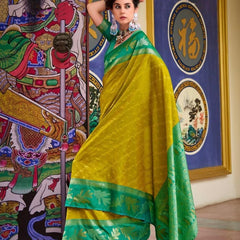 Desiring Pista-Rama Soft Silk Saree With Blissful Blouse Piece