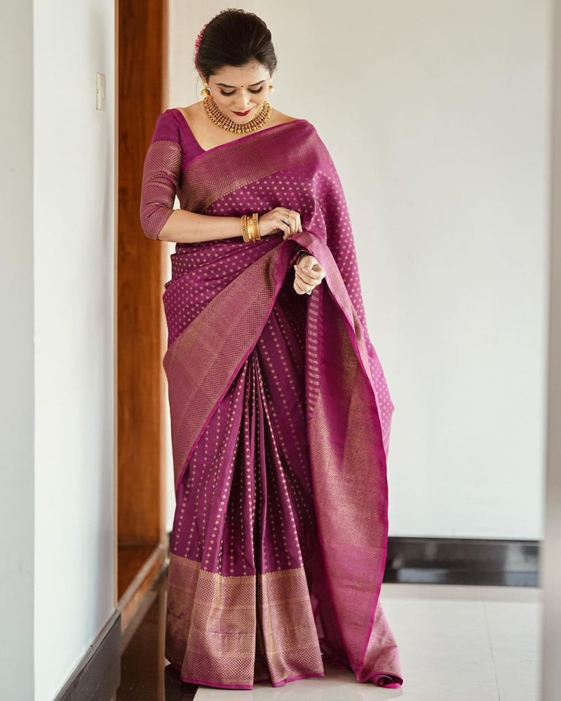 Improbable Purple Soft Silk Saree With Ravishing Blouse Piece