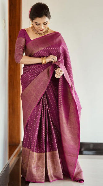 Improbable Purple Soft Silk Saree With Ravishing Blouse Piece