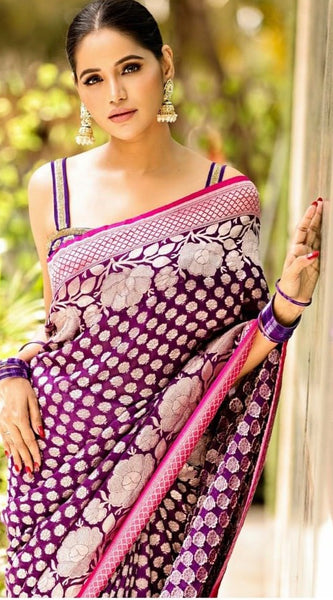 Scrumptious Purple Soft Silk Saree With Supernal Blouse Piece