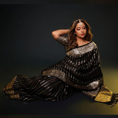 Sensational Black Soft Silk Saree With Gratifying Blouse Piece