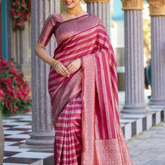 Appealing Dark Pink Soft Silk Saree With Glorious Blouse Piece