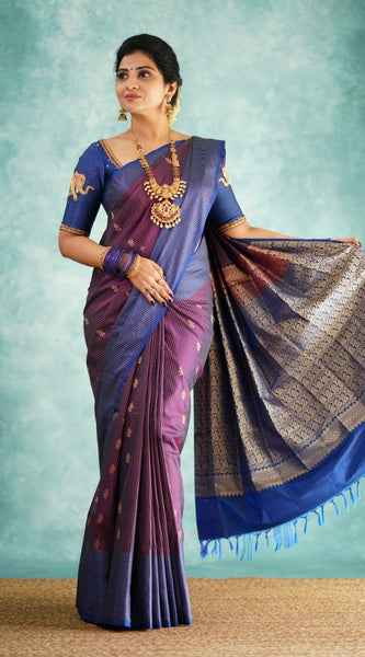 Fancifull Purple Soft Silk Saree With Hypnotic Blouse Piece