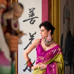 Desiring Pista-Rama Soft Silk Saree With Blissful Blouse Piece