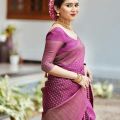Improbable Purple Soft Silk Saree With Ravishing Blouse Piece