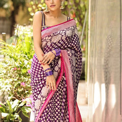 Scrumptious Purple Soft Silk Saree With Supernal Blouse Piece