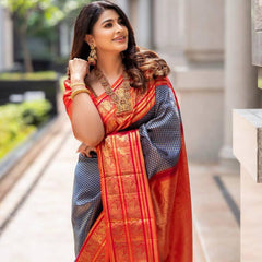 Fairytale Blue Soft Silk Saree With Nemesis Blouse Piece