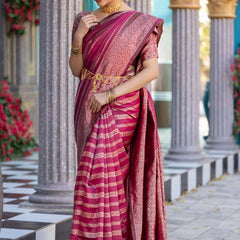 Appealing Dark Pink Soft Silk Saree With Glorious Blouse Piece