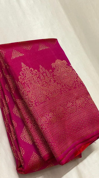 Marvellous Dark Pink Soft Silk Saree With Intricate Blouse Piece