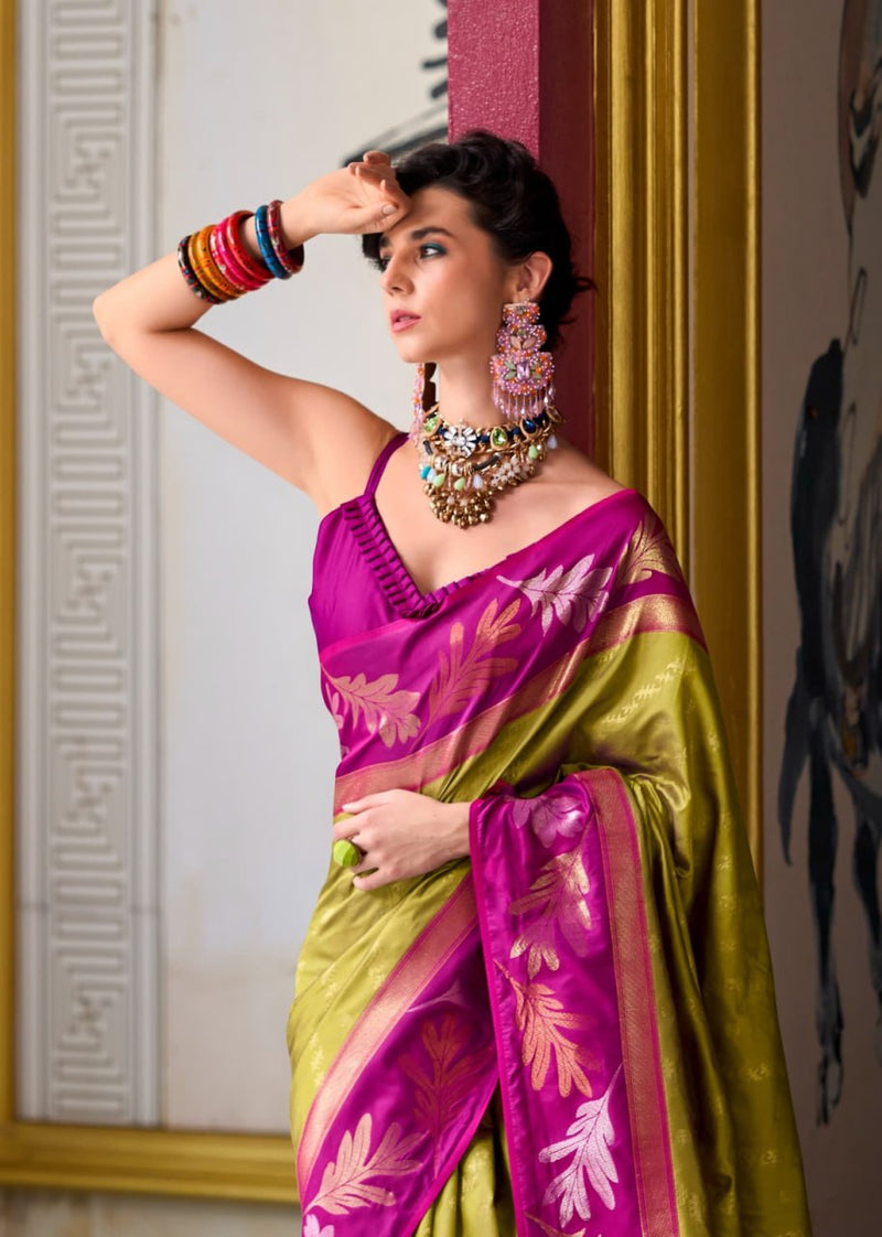 Desiring Pista-Rama Soft Silk Saree With Blissful Blouse Piece