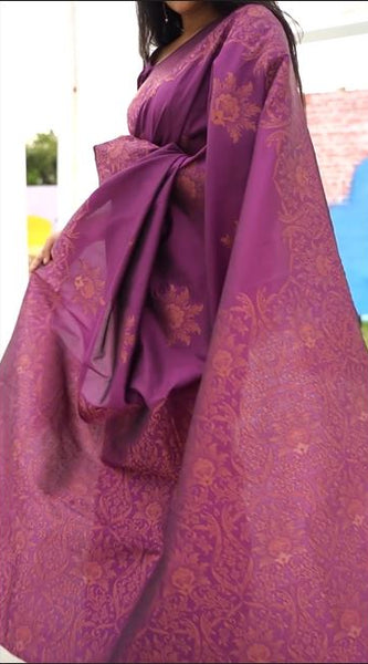 Ephemeral Purple Soft Silk Saree With Excellent Blouse Piece