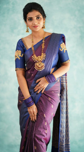 Fancifull Purple Soft Silk Saree With Hypnotic Blouse Piece
