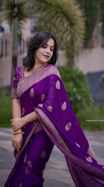 Amazing Purple Soft Silk Saree With Surpassing Blouse Piece