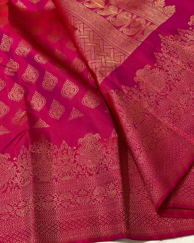 Marvellous Dark Pink Soft Silk Saree With Intricate Blouse Piece