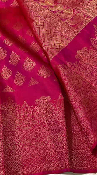 Marvellous Dark Pink Soft Silk Saree With Intricate Blouse Piece