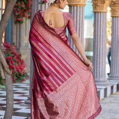 Appealing Dark Pink Soft Silk Saree With Glorious Blouse Piece