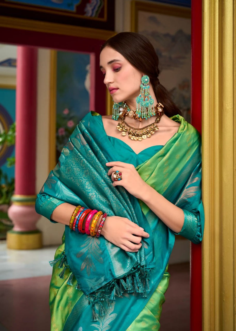 Desiring Pista-Rama Soft Silk Saree With Blissful Blouse Piece