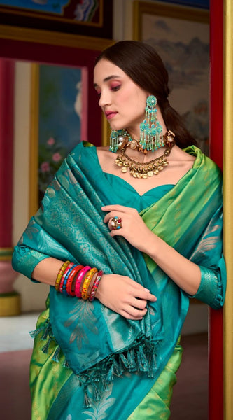 Desiring Pista-Rama Soft Silk Saree With Blissful Blouse Piece