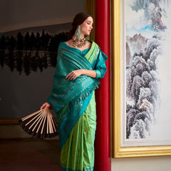 Desiring Pista-Rama Soft Silk Saree With Blissful Blouse Piece