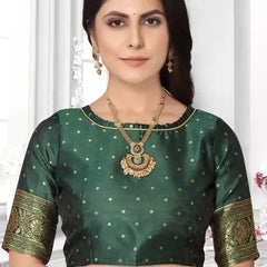 Sunlit Splendor: Designer Kanjivaram Silk Saree in Mustard Yellow & Bottle Green