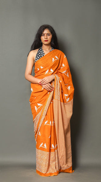 Designer Banarasi Silk Saree with Heavy Brocade Work Dark Yellow
